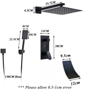 Душ за вграждане в черен мат с термостат