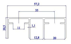 Горна релса механизъм за плъзгаща врата модел SKM80,PKM80, MKM