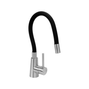 Кухненски смесител с гъвкава лебедка (чучур) FALA, черен, INOX