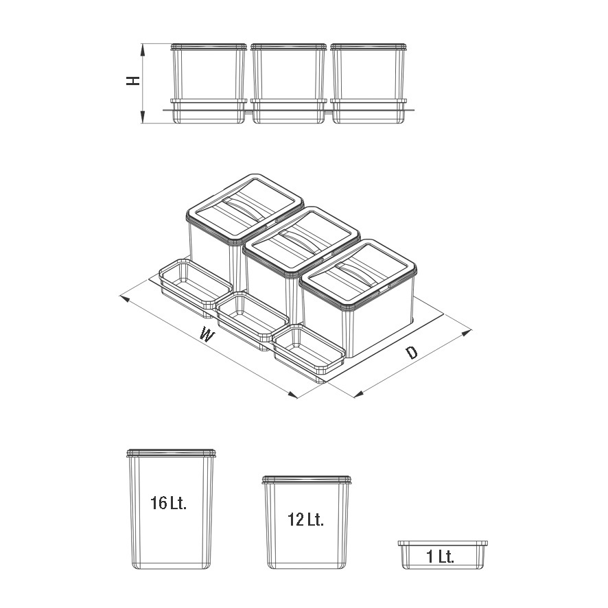 Кухненска кофа за вграждане чекмедже Starax цвят Антрацит - Image 3