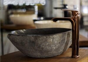 Дизайнерска Мивка за Баня от Естествен Камък Тъмно Сива