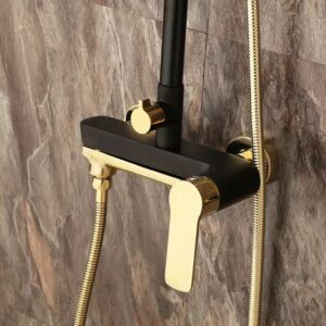Душ Смесител комплект злато с черен мат