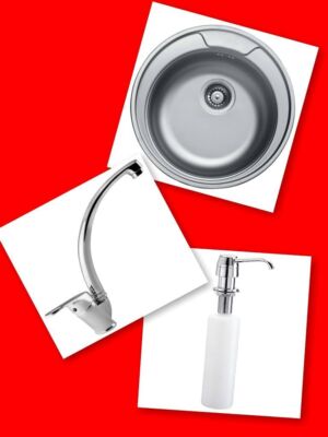 Комплект мивка,смесител и дозатор