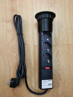 Разклонител за вграждане в кухненски плот черен