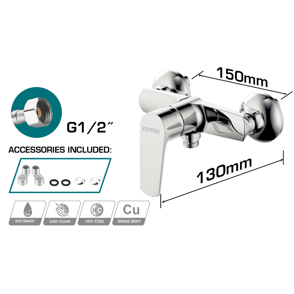 Смесител за душ TOTAL Industrial, стенен, хром - Image 2