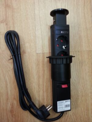 Разклонител за вграждане в кухненски плот черен