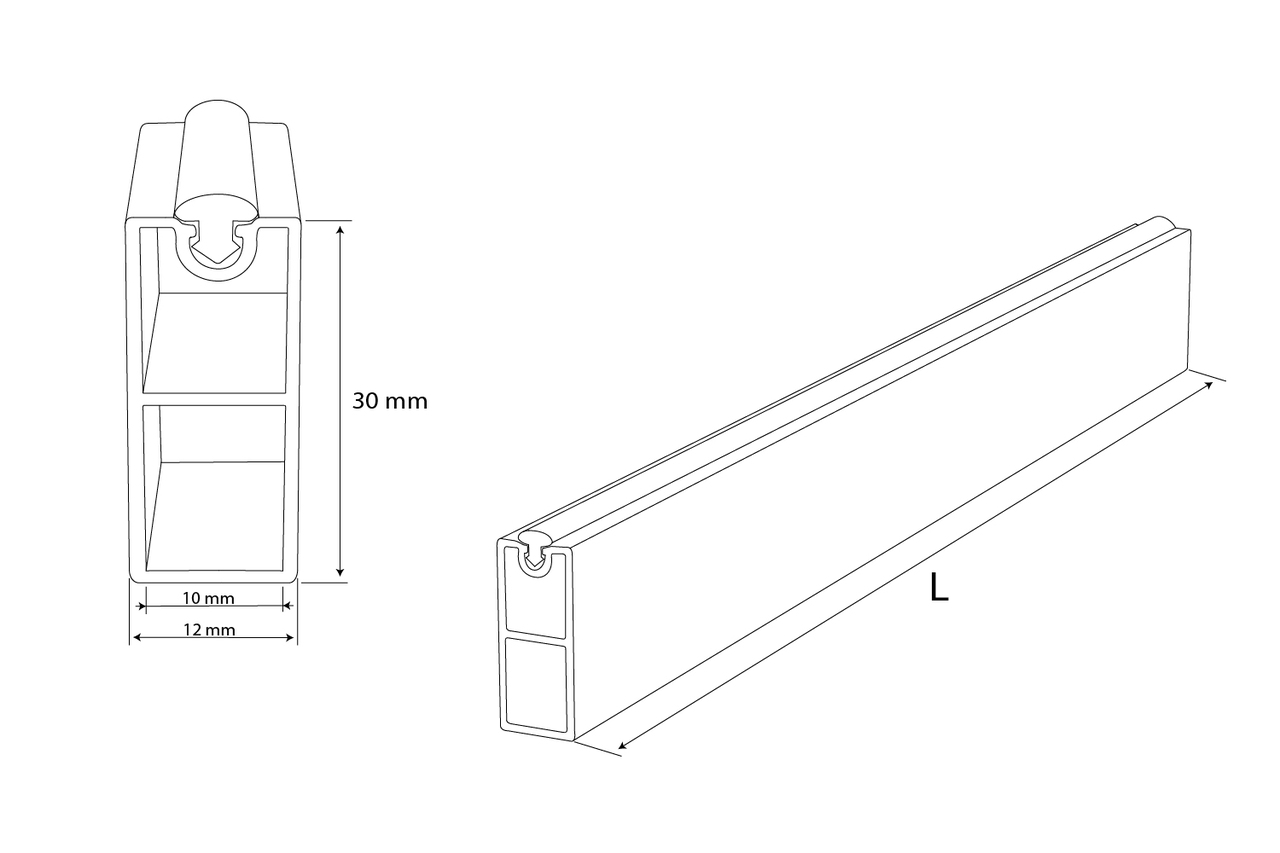 Алуминиев Лост за Гардероб Правоъгълен Черен - Image 2