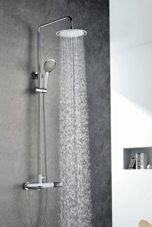 Душ смесител за баня в Хром с Бяло