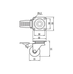Мебелно колелце Ф 35 мм силиконово СЪС спирачка