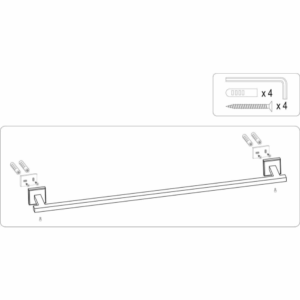 Закачалка за хавлии FALA, QUAD, хром, 600 мм