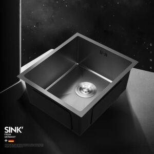 Mивка с голямо корито за вграждане под плот с нано покритие черен цвят Mивка с голямо корито за вграждане под плот с нано покритие черен цвят