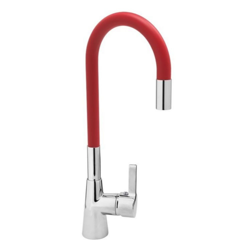 Кухненски смесител с гъвкава лебедка (чучур) FALA, червен