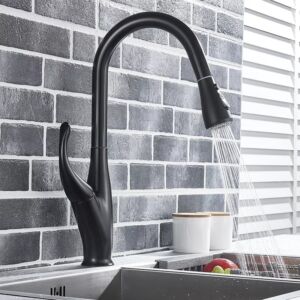 Смесител за кухня в Черен Мат с изтеглящ се Душ