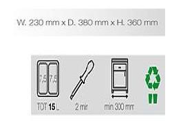 Кош за вграждане в шкаф с две разделения 7.5 + 7.5 ПВЦ