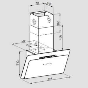 Абсорбатор Pyramis - Vetrio 90см 1000m3/h (Сив)