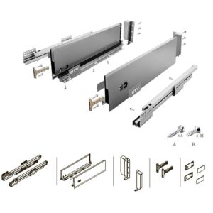 Водач Тандембокс пълно изтегляне с плавно прибиране Axis box GTV Среден 500 сив