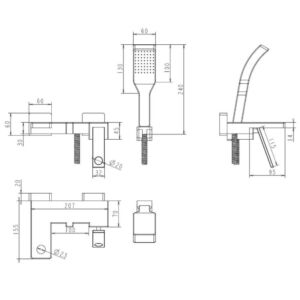 Смесител за баня с душ слушалка FALA NOIR 1