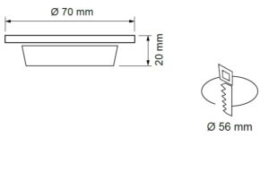 Лед луничка за вграждане в мебели цвят Хром