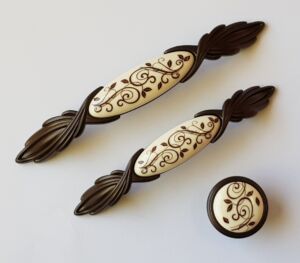 Мебелни Дръжки Застарени порцелан и тъмно кафяво