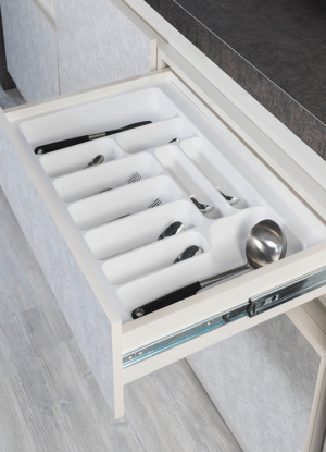 Разделител за прибори PVC за вграждане за 39 х 49 см - Бял