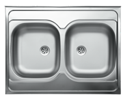 Бордова мивка 60х80 с две корита модел N 132