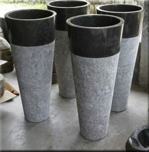 Дизайнерска Мивка за Баня от Индонезийски Черен,Бежов Мрамор тип Конус