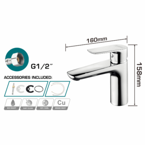 Смесител за мивка TOTAL Industrial, хром, H 158 мм