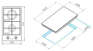 Плот с газови котлони Pyramis 30CF 242 Inox