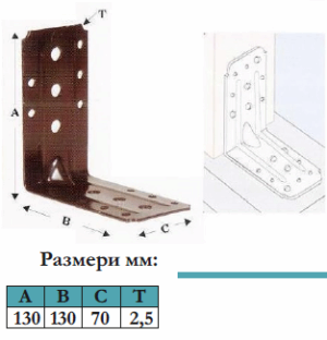 Метална Планка 130х130х70х2,5 мм