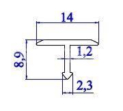 Т образна лайсна Кант набивен с нут 14 мм