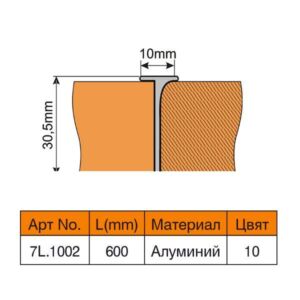 Р образна лайсна за свързване на кухненски плот в ъгъл 40 х 600 мм