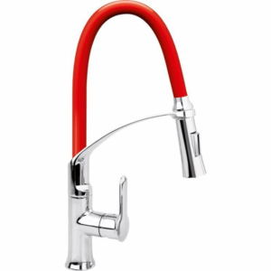 Кухненски смесител с гъвкава лебедка (чучур) FALA 2, червен Кухненски смесител с гъвкава лебедка (чучур) FALA 2, червен