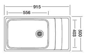 Кухненска мивка с голямо корито модел 915 500