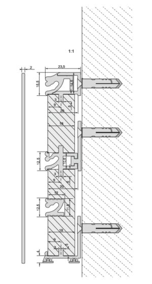 Алуминиеви Профили среден за стенна система модел nr 03100405