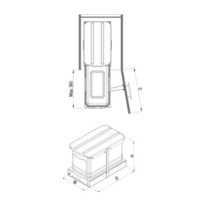 Кухненски Кош за вграждане в шкаф 16 L