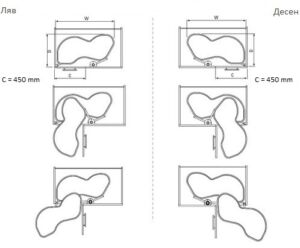 Изтеглящ бъбрек за глух шкаф ляв и десен - Антрацит