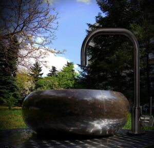 Дизайнерска Мивка за Баня от Индонезийски Кафяв Мрамор