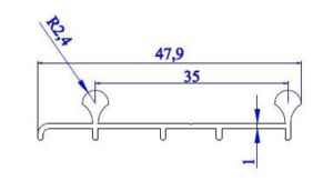 Долна релса 2 m. - механизъм за плъзгаща врата модел SKM80
