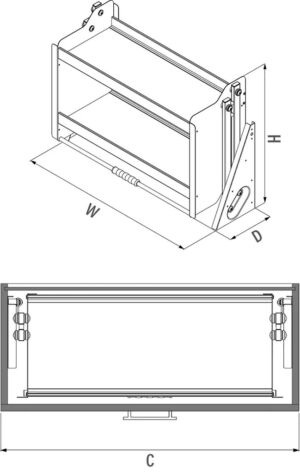 Падащ рафт с механизъм за горен шкаф с плътно дъно, Антрацит, Starax