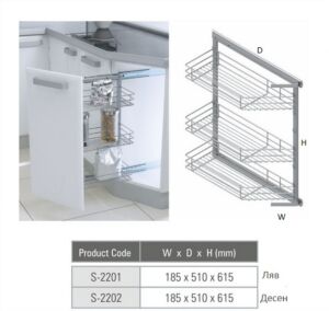 кухненски механизми за скосен ъгъл с плавно прибиране
