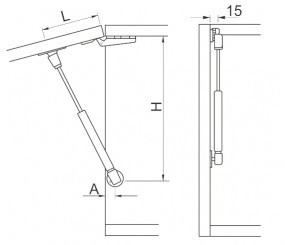 Амортисьор за повдигаща врата Черен LUX /лесен монтаж и демонтаж/
