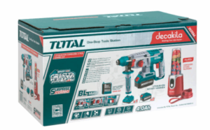 Комплект акумулаторен перфоратор TOTAL, 20 V, + аксесоари + блендер