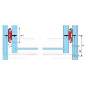 Телескопичен Водач с пуш GTV пълно изтегляне h45 мм с Push open
