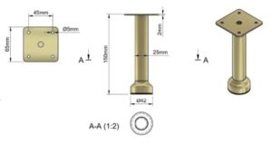 Mетален Дизайнерски Крака за Мебели, Шкафове в Цвят Златен с реглаж "TABA"