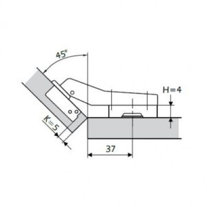 Мебелна панта на модел с амортисьор 45°