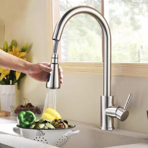 Смесител за Кухня с Изтеглящ Душ Инокс