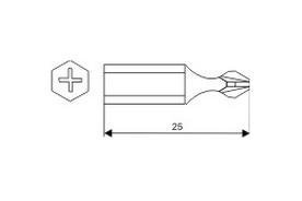 Накрайник за Винтоверт pz 2 х 25 мм