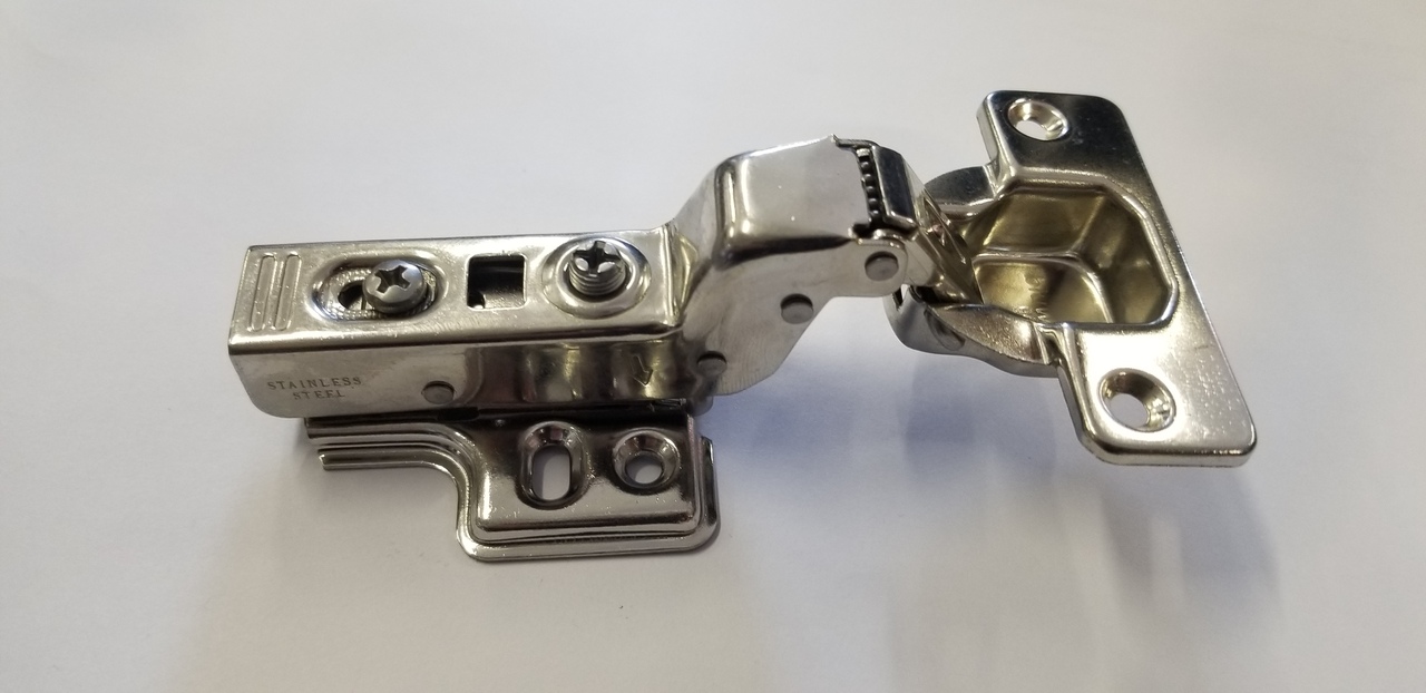 Неръждаема Панта с амортисьор клипс - високо рамо, открит кант (за мокри помещения, баня)