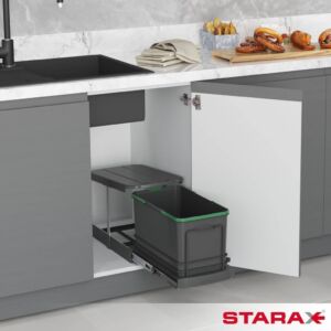 Кухненски Кош за вграждане в шкаф 16 L - АНТРАЦИТ