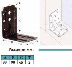 Метална Планка 90х90х65х2 мм